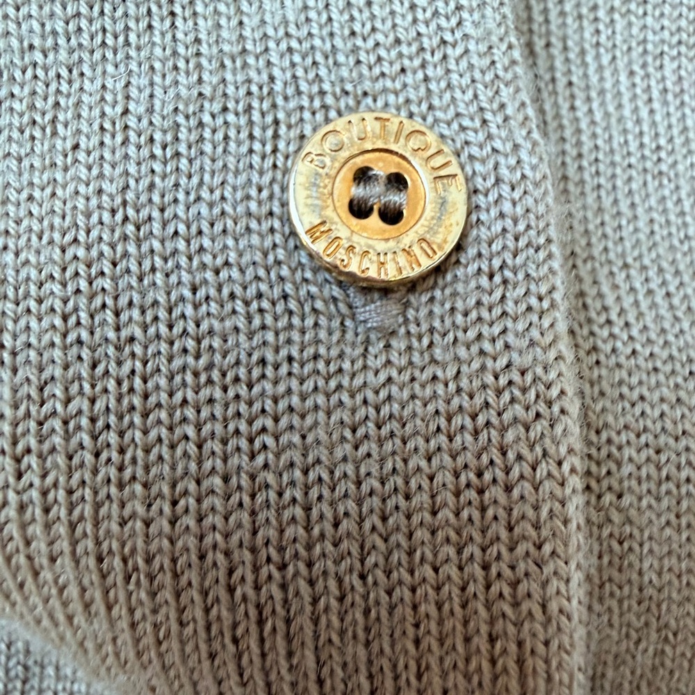 Moschino Tan Button-Up Cardigan Lana Wool size 6, Italian size 40, sweater - Picture 11 of 15
